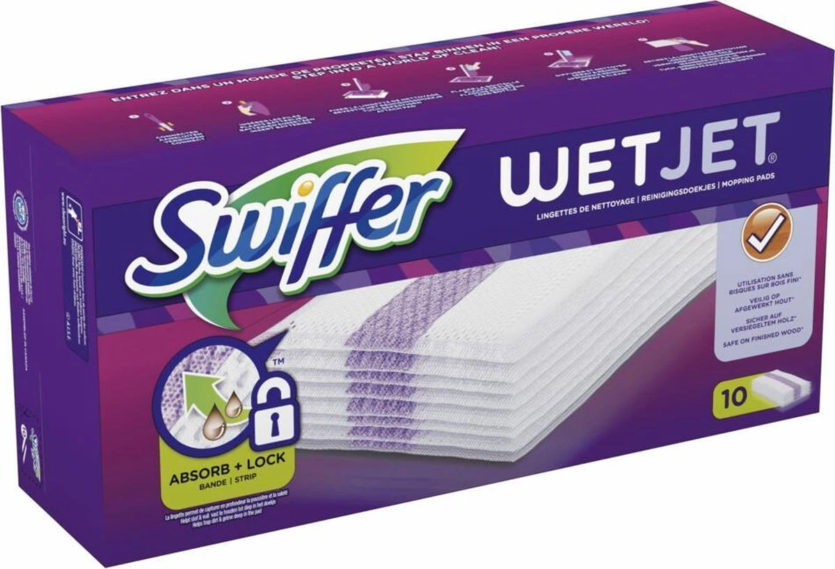 Swiffer WetJet Reinigingsdoekjes - Voordeelverpakking 8 X 10 Navullingen 9 Swiffer WetJet Reinigingsdoekjes - Voordeelverpakking 8 X 10 Navullingen - Afbeelding 7