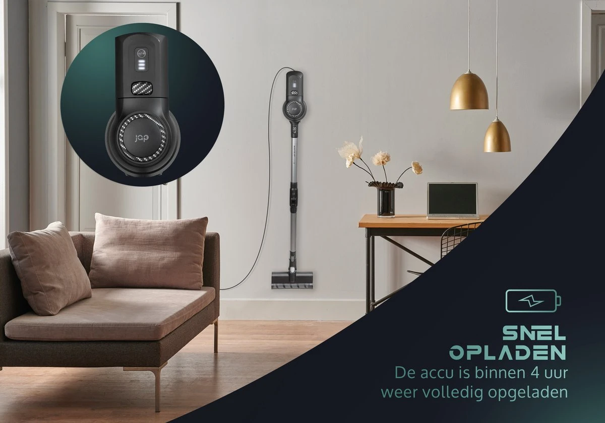 JAP Cyclone C3 - 4in1 Steelstofzuiger - Met Dweilfunctie - Anti-allergie - Snoerloos - Stofzuiger Zonder Zak - Verwisselbare Accu 10 JAP Cyclone C3 - 4in1 Steelstofzuiger - Met Dweilfunctie - Anti-allergie - Snoerloos - Stofzuiger Zonder Zak - Verwisselbare Accu - Afbeelding 8