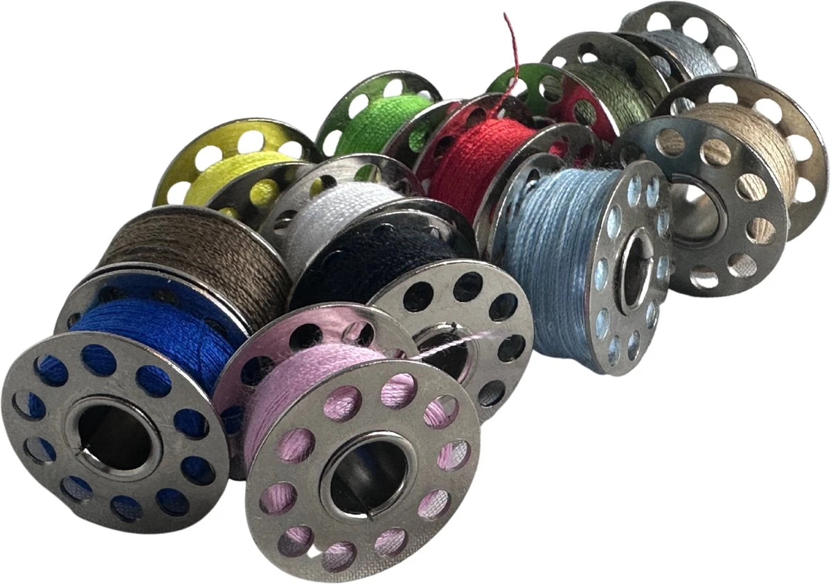 3BMT Naaimachine 12 Spoeltjes - Met Garen - Diverse Kleuren - Universeel 8 3BMT Naaimachine 12 Spoeltjes - Met Garen - Diverse Kleuren - Universeel - Afbeelding 6