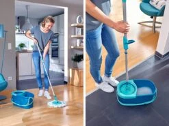 BERKATMARKT - Leifheit Set Clean Twist Disc Mop Ergo Wastafels, Emmer En Dweil, Eenvoudig Te Bedienen, Microvezel Mop En Telescoopsteel -Reinigingsapparaten Winkel 1200x900 4