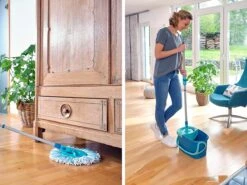 BERKATMARKT - Leifheit Set Clean Twist Disc Mop Ergo Wastafels, Emmer En Dweil, Eenvoudig Te Bedienen, Microvezel Mop En Telescoopsteel -Reinigingsapparaten Winkel 1200x900 6