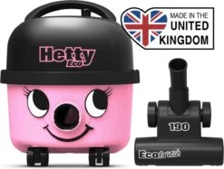 Numatic Hetty Eco Compact HET160 - Stofzuiger Met Zak - Met Extra Turboborstel - 10 Meter Snoer - Compleet Met Accessoires - Roze Henry