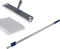 Merkloos Stofwisser Professioneel 58cm. Complete Set. Steel, Houder Met Schuim En 300 Stofwisdoeken.