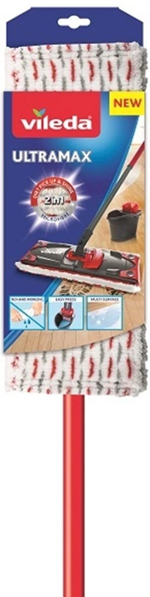 Vileda Ultramax Platte MOP Met Telescopische Pool Schone Vloeren - Droge Handen 5 Vileda Ultramax Platte MOP Met Telescopische Pool Schone Vloeren - Droge Handen - Afbeelding 3