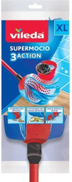 Vileda Super Mocio 3D Mop En Steel -Reinigingsapparaten Winkel 475x1200