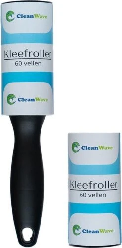 ®CleanWave Kleefroller 180 Zeer Klevende Vellen – Kledingroller Met 1 Stevige Handgreep - 3 Rollen - Extra Klevend - Pluizenroller - Pluizenverwijderaar