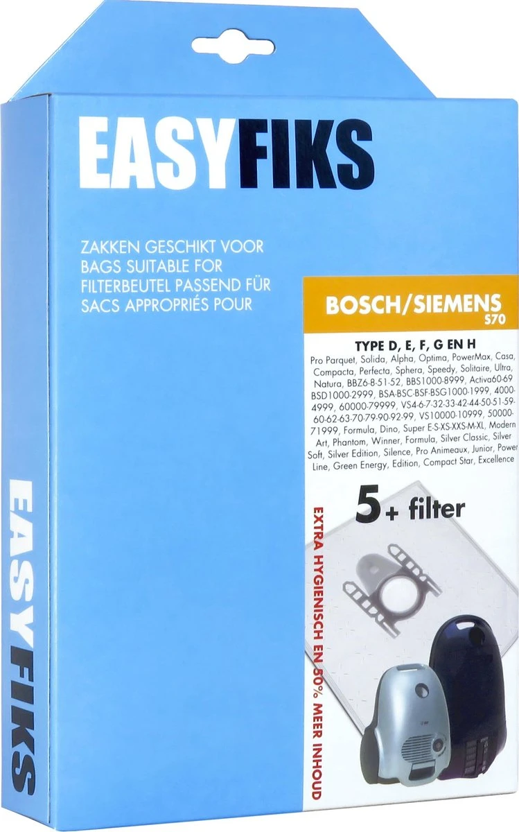 Easyfiks - Stofzuigerzakken - Geschikt Voor Bosch/Siemens SynchroPower, Gl 30, Zoo'o, Logo, Ergomaxx'x, Free'e, MoveOn, Ingenius, Activa, Super XS Dino E, G All - 5 Stuks 3 Easyfiks - Stofzuigerzakken - Geschikt Voor Bosch/Siemens SynchroPower, Gl 30, Zoo'o, Logo, Ergomaxx'x, Free'e, MoveOn, Ingenius, Activa, Super XS Dino E, G All - 5 Stuks
