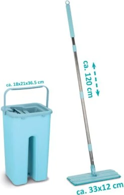 Alpina Platte Mop Met Emmer - Incl. 2 Microvezeldoeken - Voor Harde Vloeren - 360° Draaibaar -Reinigingsapparaten Winkel 761x1200