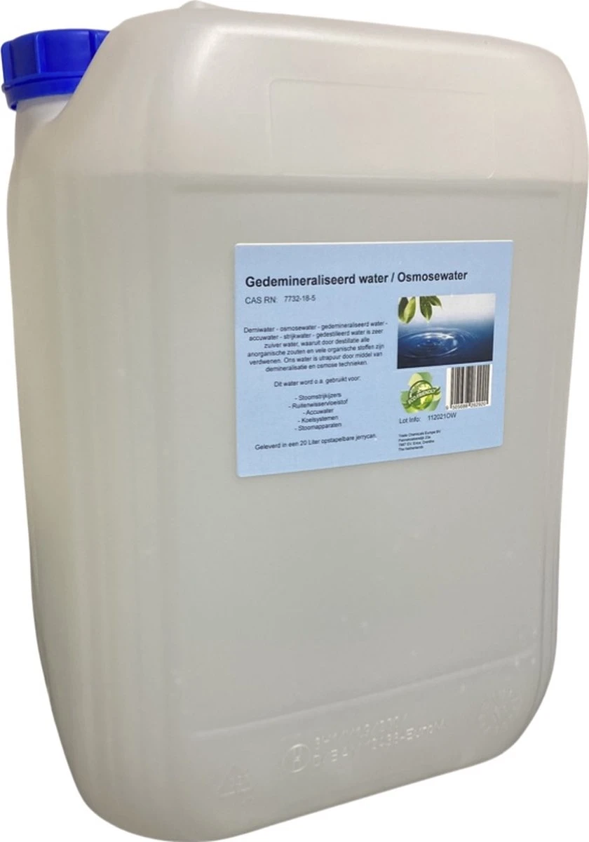 Zuiver Demiwater - Gedemineraliseerd Water - Osmosewater - Accuwater - Strijkwater - 20 Liter Cannister 3 Zuiver Demiwater - Gedemineraliseerd Water - Osmosewater - Accuwater - Strijkwater - 20 Liter Cannister