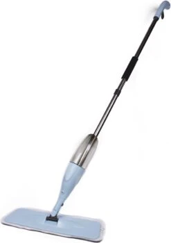 2Clean Vloermop Met Spray - Microvezel Doek - Blauw/Wit