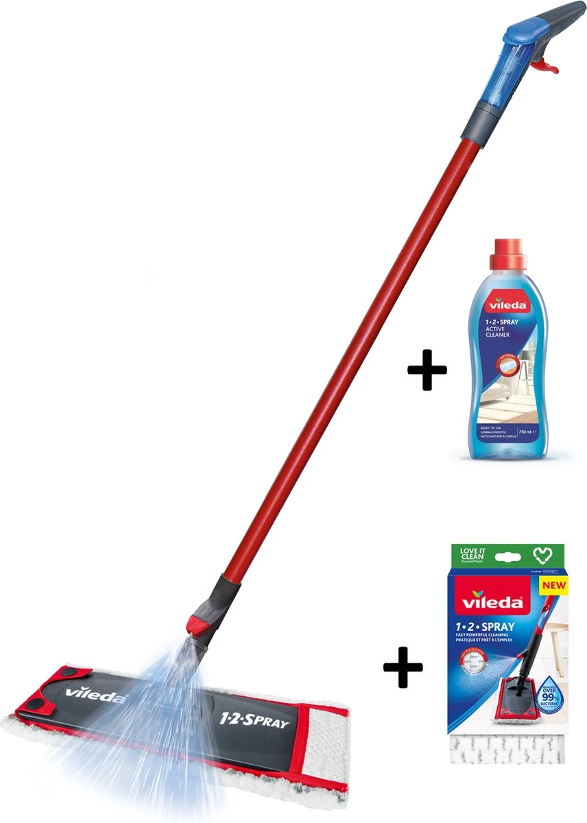 Vileda 1.2. Spray Vloerwisser + Vervanging + Gebruiksklaar Reinigingsmiddel 3 Vileda 1.2. Spray Vloerwisser + Vervanging + Gebruiksklaar Reinigingsmiddel