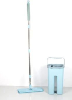 Alpina Platte Mop Met Emmer - Incl. 2 Microvezeldoeken - Voor Harde Vloeren - 360° Draaibaar -Reinigingsapparaten Winkel 859x1200