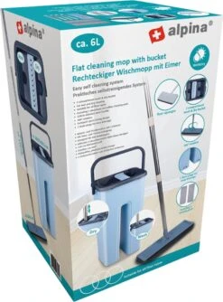Alpina Dweilsysteem Met Emmer - Incl. 2 Microvezeldoeken - Voor Harde Vloeren - 360° Draaibaar -Reinigingsapparaten Winkel 887x1200 1