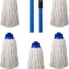 Merkloos Navulling Vloermop Mop Met Steel Blauw - 5 Dweilen Met 1 Dweilstok -Reinigingsapparaten Winkel 944x1200