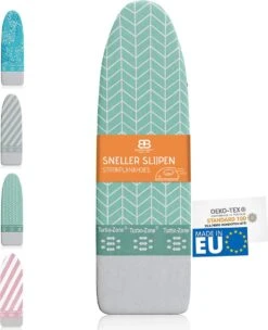 Buntes Brett® Strijkplankhoes Voor Stoomstrijkijzer (maat M) | Universeel Tot Max. 120x40 Cm | Strijkplankhoes Om Snel En Gemakkelijk Te Strijken | Made In EU | Geschikt Voor Stoomstrijkstation | Blauw