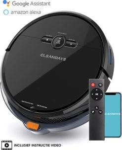 CleanDays Robotstofzuiger Met Dweilfunctie - Met Laadstation - Dweilrobot - Robot Stofzuiger - Robotstofzuigers - Incl. Nederlandse Instructievideo -Reinigingsapparaten Winkel 980x1200 1