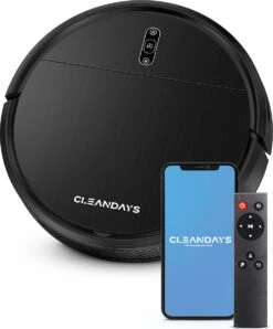 CleanDays Robotstofzuiger D2-007 Met Dweilfunctie - Met Laadstation - Dweilrobot - Huisdieren - Robot Stofzuiger - Stofzuiger Robot