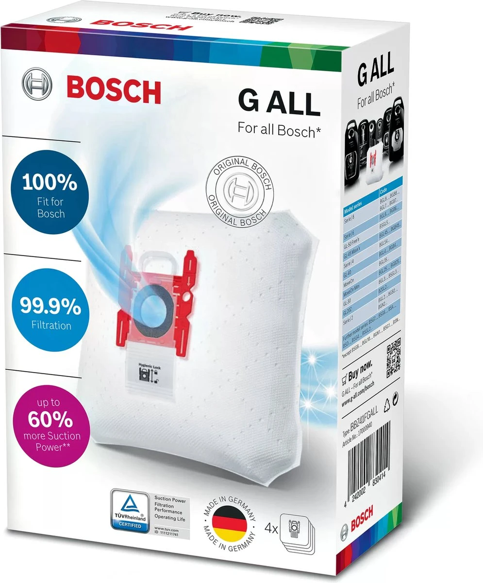 Bosch Type G All - BBZ41FGALL - Stofzuigerzakken - 8 Stuks 5 Bosch Type G All - BBZ41FGALL - Stofzuigerzakken - 8 Stuks - Afbeelding 3